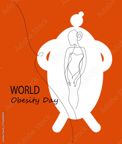  World obesity day continuous line art drawing vector illustration for social media poster banner.