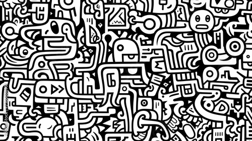 Abstract seamless doodle background, artistic background © win