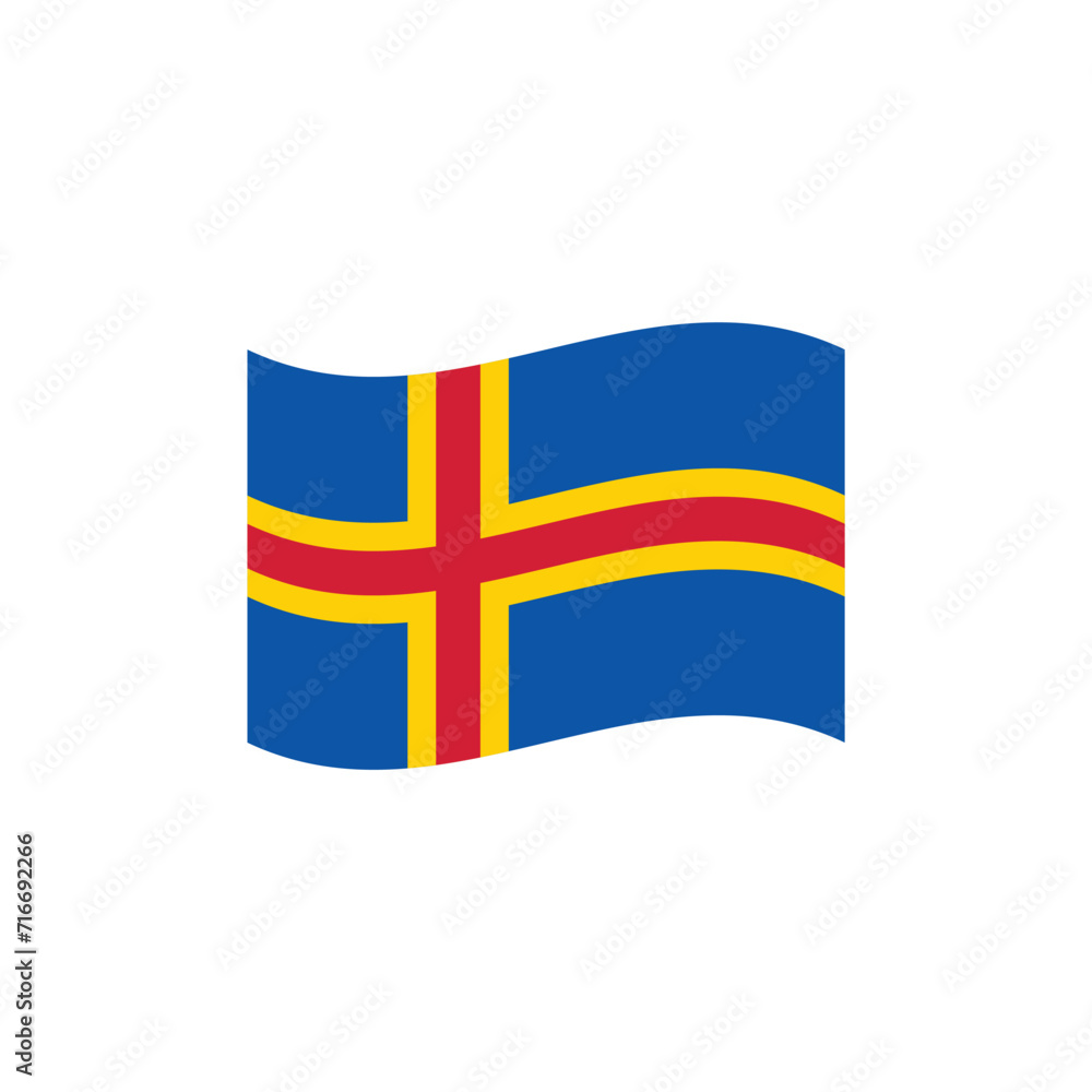 Fototapeta premium National flag of Åland Islands vector banner wave symbol