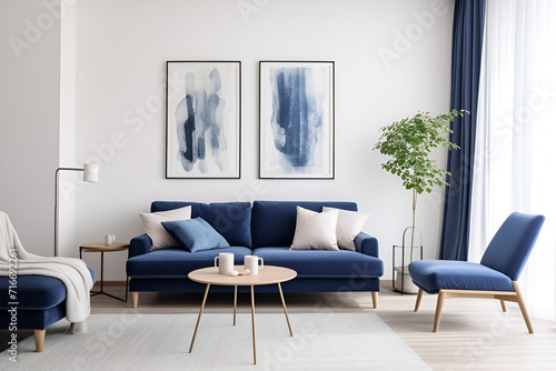 Beautiful living room, modern, stylish, armchairs, cozy sofas, pleasant atmosphere