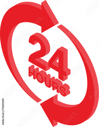 Shop opening hours icon isometric vector. City food store. Eating center