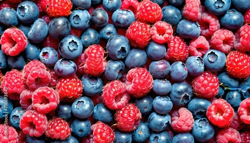  blueberries, raspberries, and raspberries are piled on top of each other in a close up view of blueberries and raspberries, raspberries, blueberries, raspberries, raspberries, raspberries,.