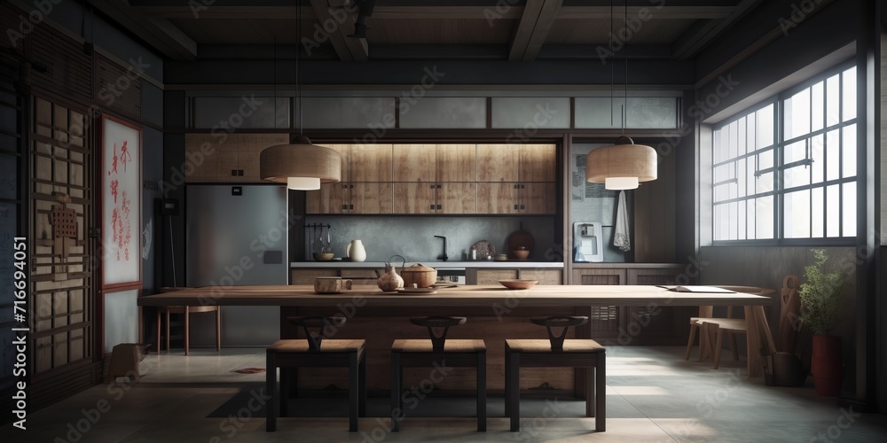 Chinese style kitchen interior in modern house. Chinese style kitchen interior in modern house.
