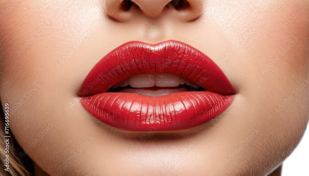 a close up shot of a woman's lips with a red lipstick shade on top of her lip and bottom half of her face to the other half of her face. a close up shot of a woman's lips with a red lipstick shade on top of her lip and bottom half of her face to the other half of her face.