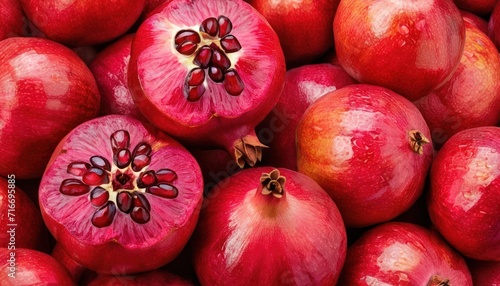 a pile of red pomegranates sitting next to each other on top of a pile of other pomegranates on top of each other.