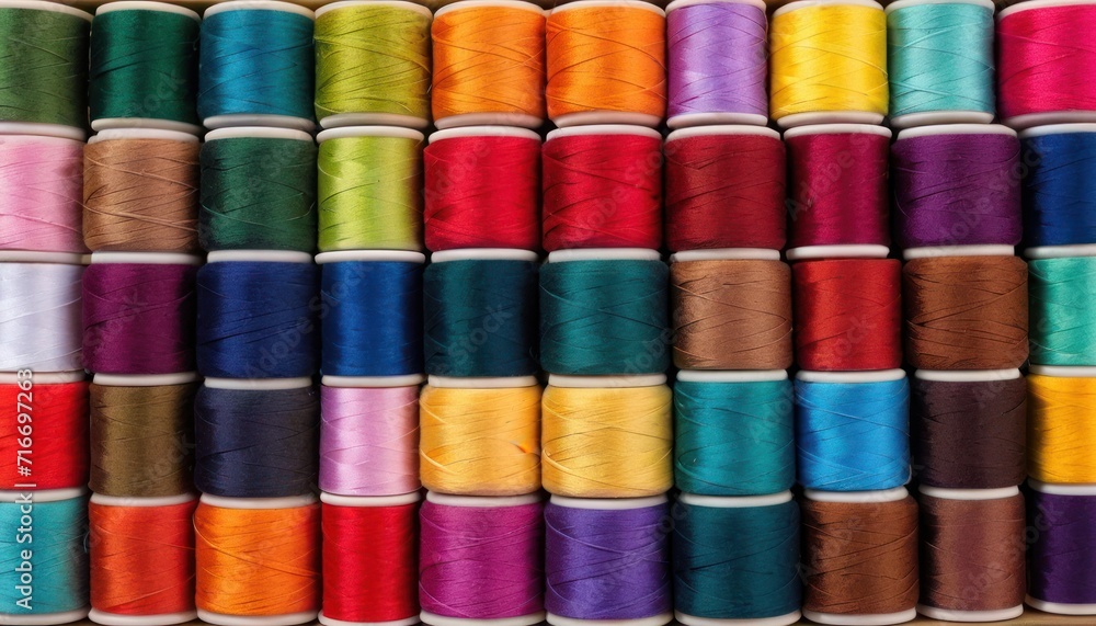 a bunch of spools of thread sitting next to each other on a wooden surface with multiple colors of spools of thread on top of each spool. a bunch of spools of thread sitting next to each other on a wooden surface with multiple colors of spools of thread on top of each spool.