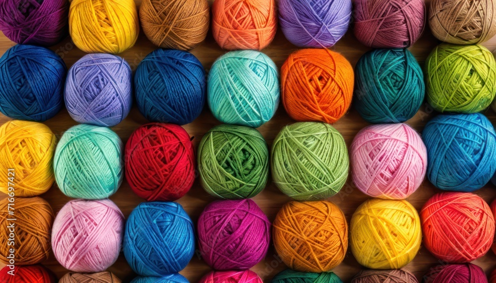 a group of balls of yarn sitting on top of a wooden table next to a pile of balls of yarn on top of each of the same ball of the same color. a group of balls of yarn sitting on top of a wooden table next to a pile of balls of yarn on top of each of the same ball of the same color.