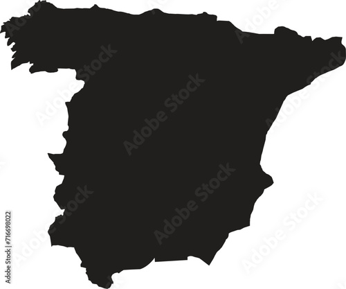 maps of Spain. Flag on the map. Silhouette of the card. Vector illustration