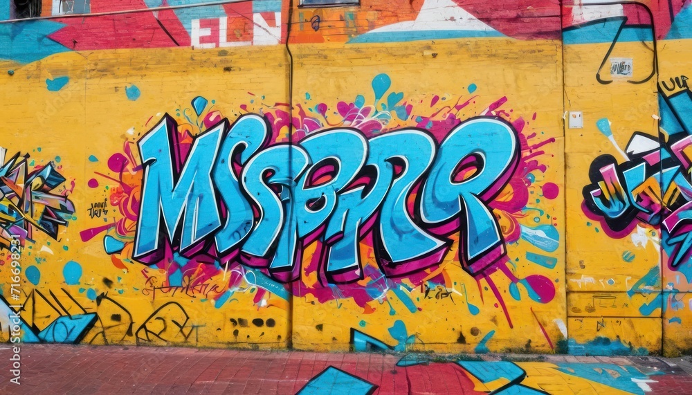  a wall covered in lots of graffiti next to a fire hydrant with a fire hydrant in the middle of the wall with the word msp???????????????????????????.