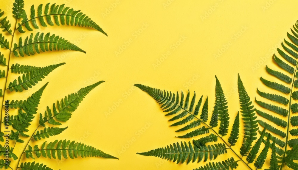  a bunch of green leaves sitting on top of a yellow table next to a banana peel on top of a banana peel on top of a banana peel on a yellow background.