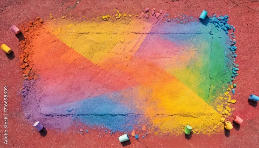  a group of crayons on the ground with a rainbow colored crayons in the middle of the ground and a rainbow colored crayons in the middle of the ground.