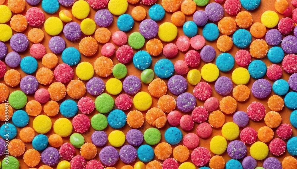 a close up of a bunch of candy candies on a orange surface with multicolored candies on top of one of the candies and the candies on the bottom of the top of the candies. a close up of a bunch of candy candies on a orange surface with multicolored candies on top of one of the candies and the candies on the bottom of the top of the candies.
