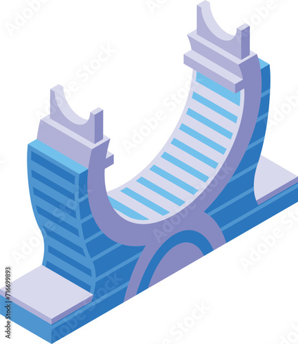 Glass moon building icon isometric vector. Nation tourism. Center structure
