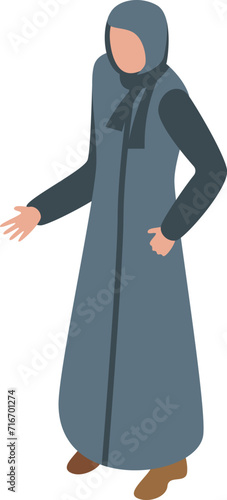 Qatar arabian female icon isometric vector. Tall nation. Arabic festival