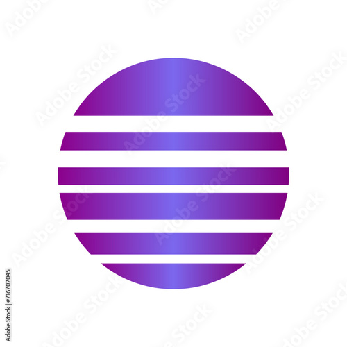 An abstract cut out transparent retro neon circle design element.