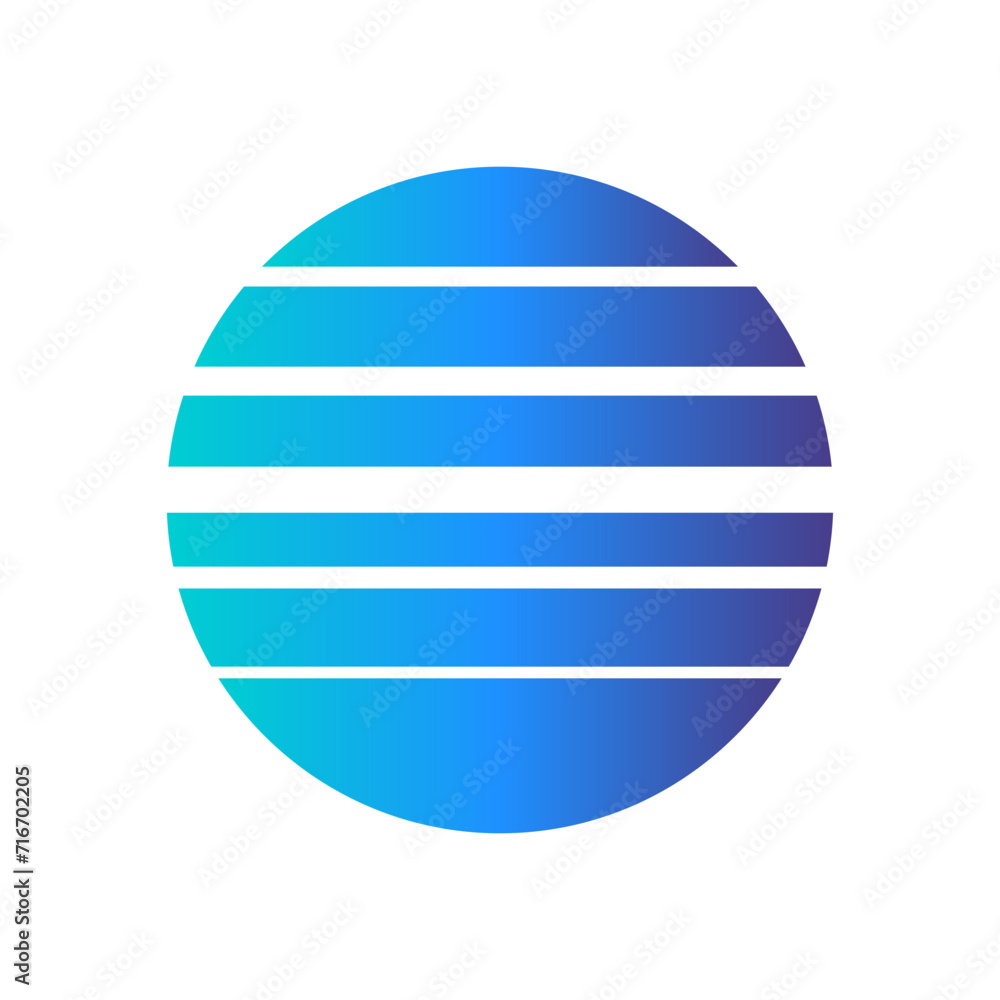 An abstract cut out transparent retro neon circle design element.