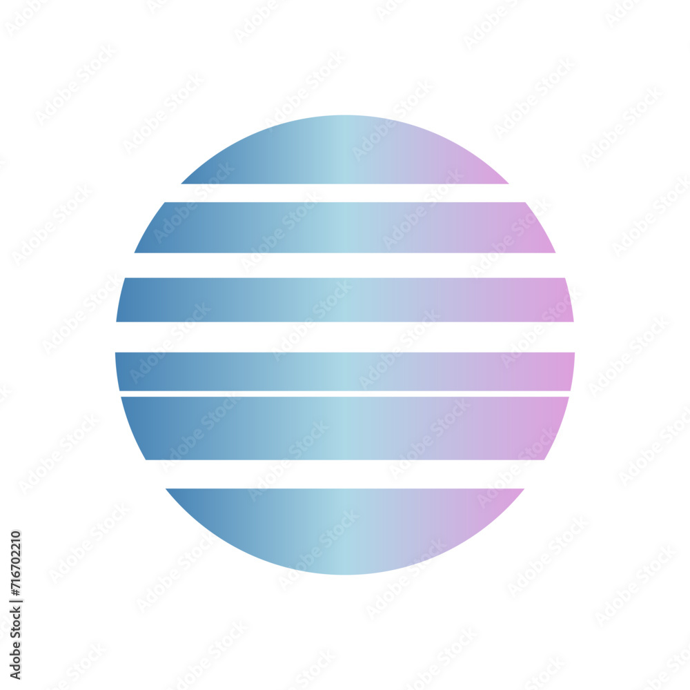 An abstract cut out transparent retro neon circle design element.
