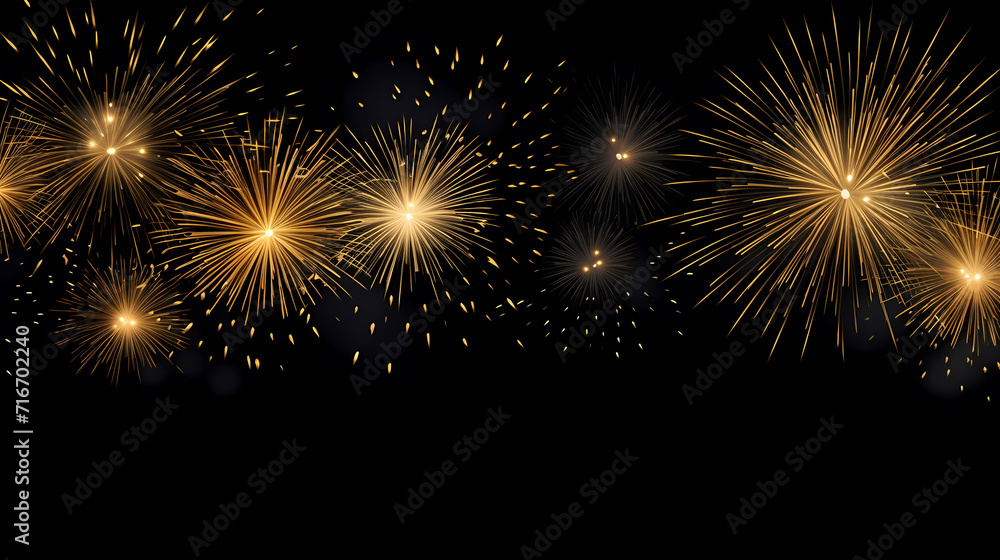 Naklejka premium Beautiful fireworks background at night for holiday decoration