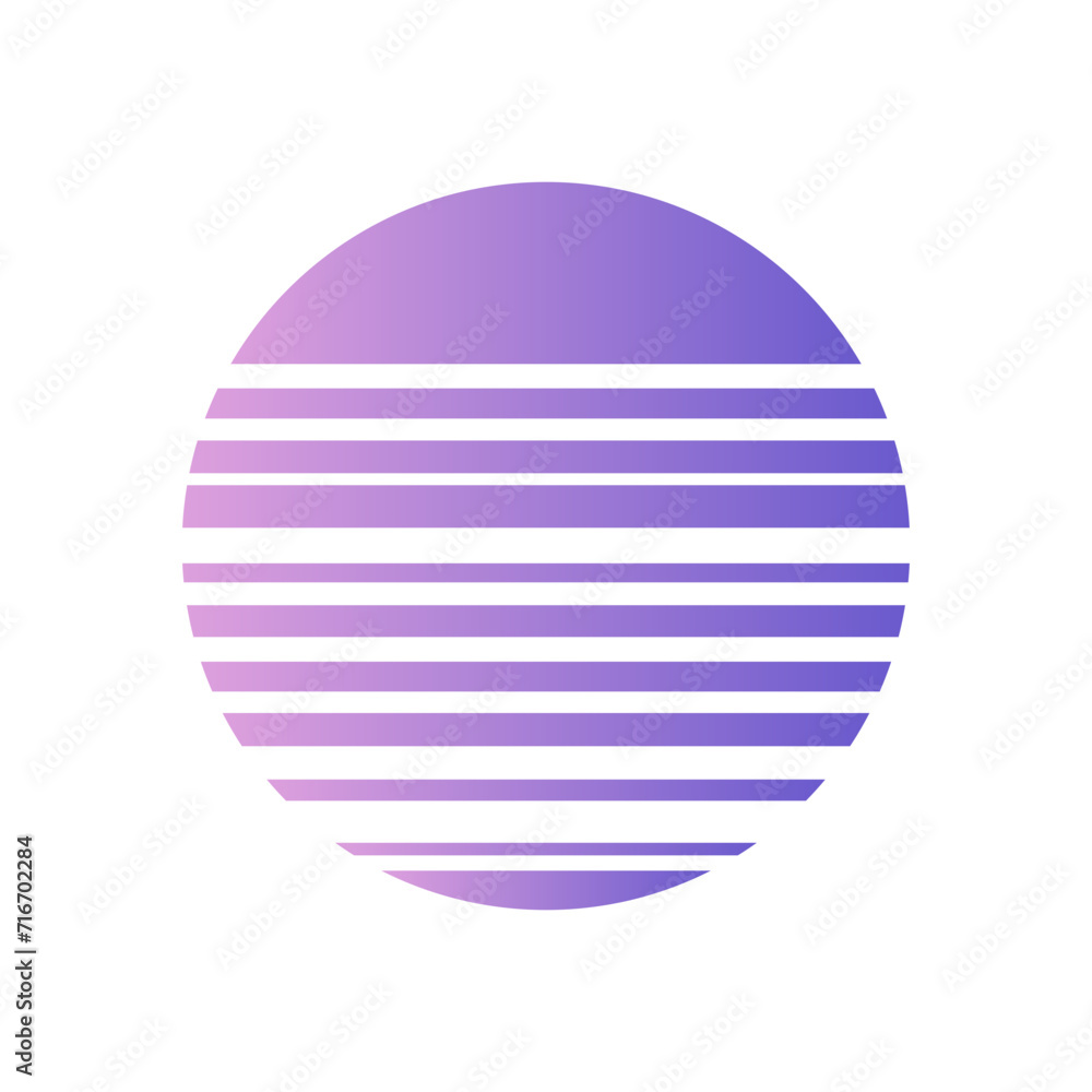 An abstract cut out transparent retro neon circle design element.