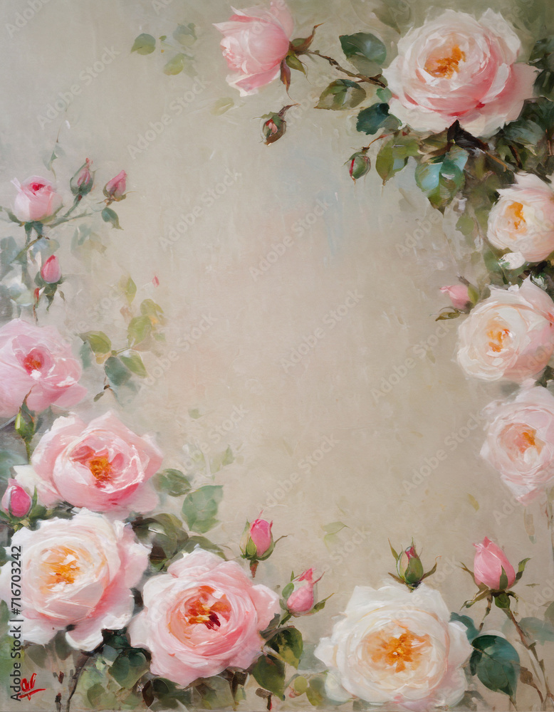 pink roses on a neutral background