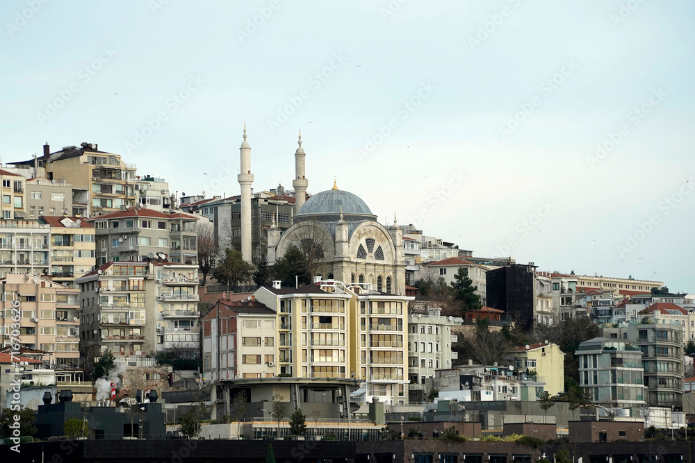 Galata Beyoglu district view from Istanbul Bosphorus cruise