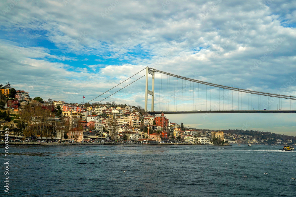 Fatih Sultan Mehmet bridge view from Istanbul Bosphorus cruise Fatih Sultan Mehmet bridge view from Istanbul Bosphorus cruise