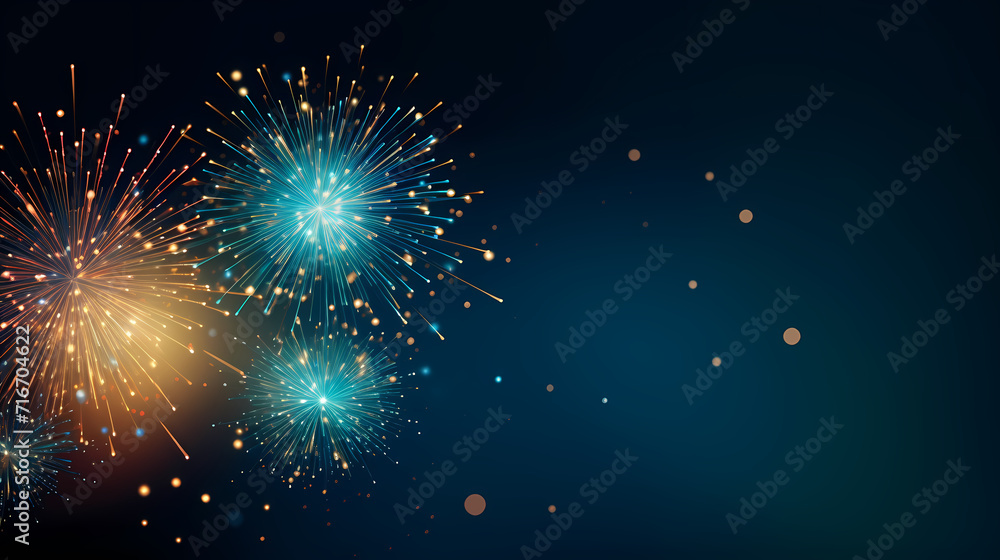 Fototapeta premium Beautiful fireworks background at night for holiday decoration
