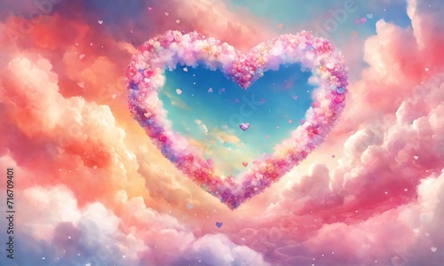 heart shaped cloud st valentine day photo