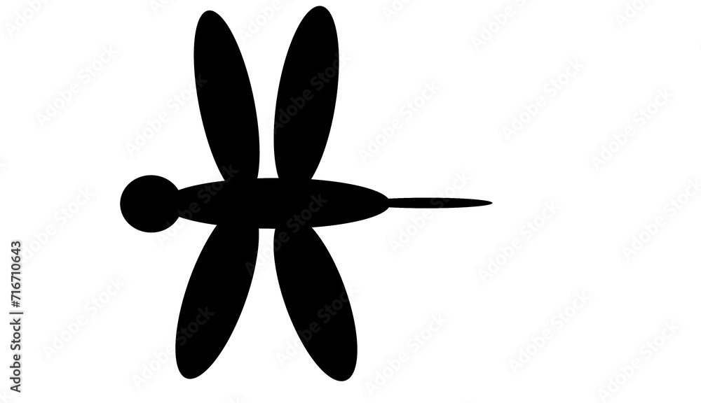 A simple black Silhouette of dragonfly A simple black Silhouette of dragonfly
