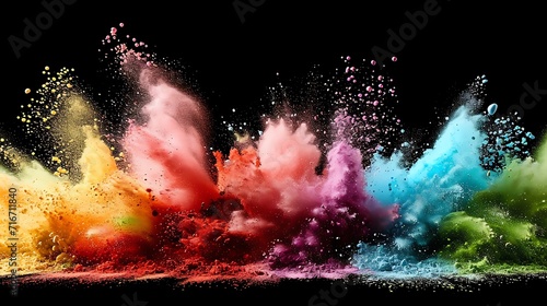 Explosive Paint Splashes in Rainbow Colors