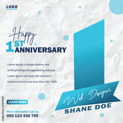 happy 1st work anniversary post template 