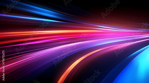 Glowing road speed lines  neon speed abstract background