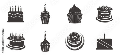 A collection of Vector Cakes and Cupcakes. Vector cakes design.