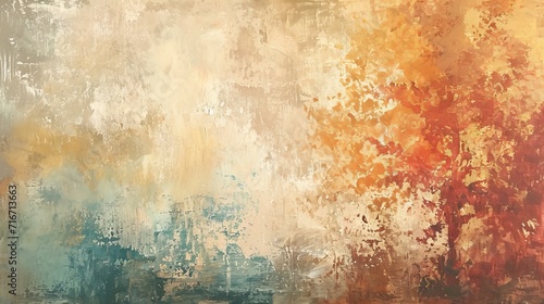 Abstract impressionist painting with a focus on nature and earthy tones background