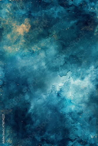 Teal Galaxy eamless watercolor. AI generative