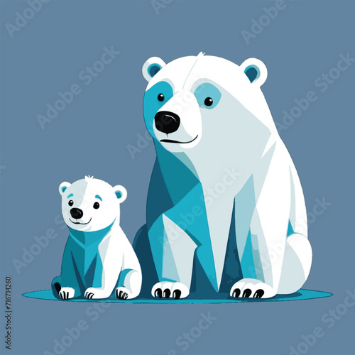 vector of polar bear and their kid