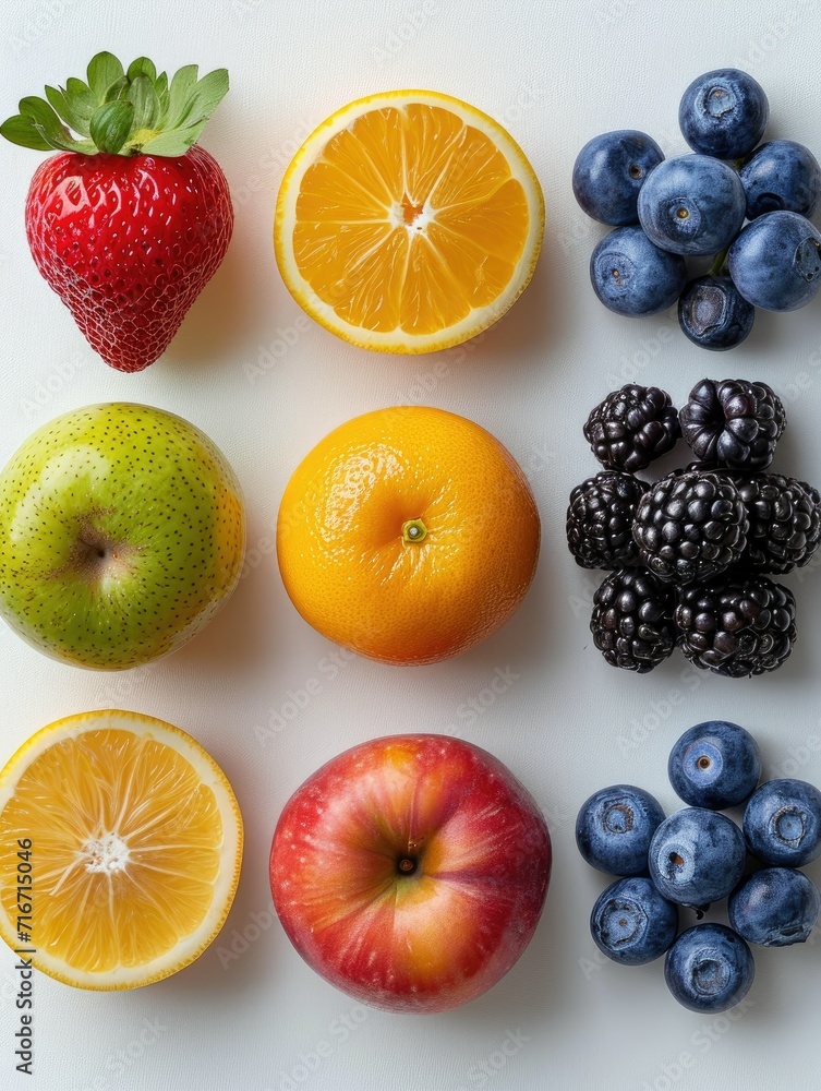 collection of fresh fruits on white background.orange, grapes, and apple collection of fresh fruits on white background.orange, grapes, and apple