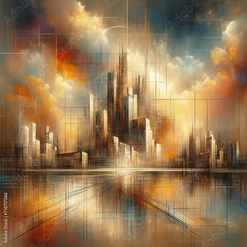 abstract city, modern futuristic, blurry picture, Al Generation