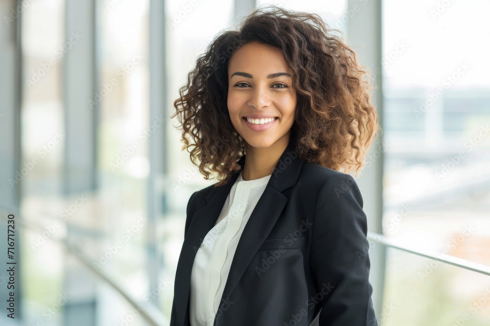 Businesswoman in a business casual attire smiling Businesswoman in a business casual attire smiling