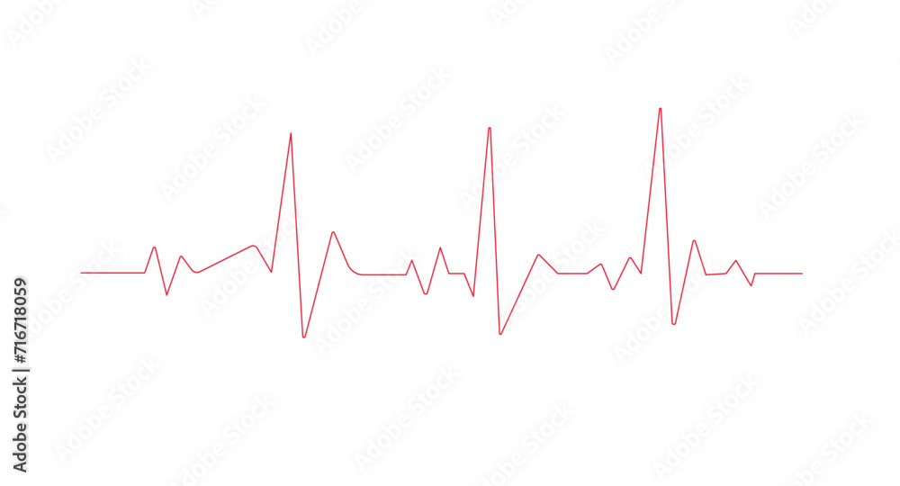 Red heartbeat line icon on white background. Pulse Rate Monitor. Vector illustration.