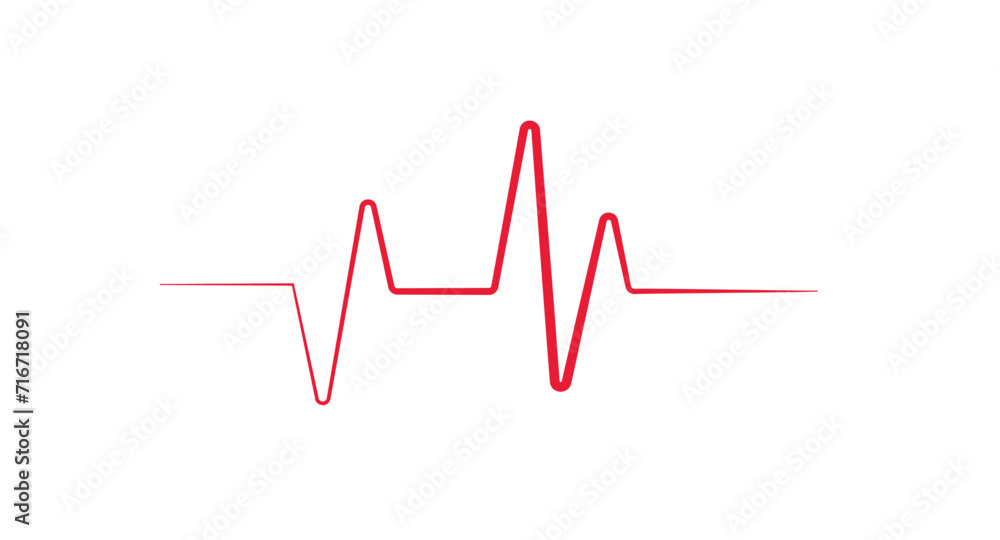 Heartbeat line on white background. Pulse Rate. Vector illustration.