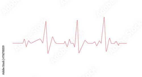 Red heartbeat line icon on white background. Pulse Rate Monitor. Vector illustration.