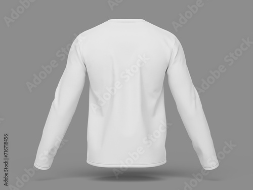 White Blank Back View Long Sleeve T-Shirt 3D Mockup