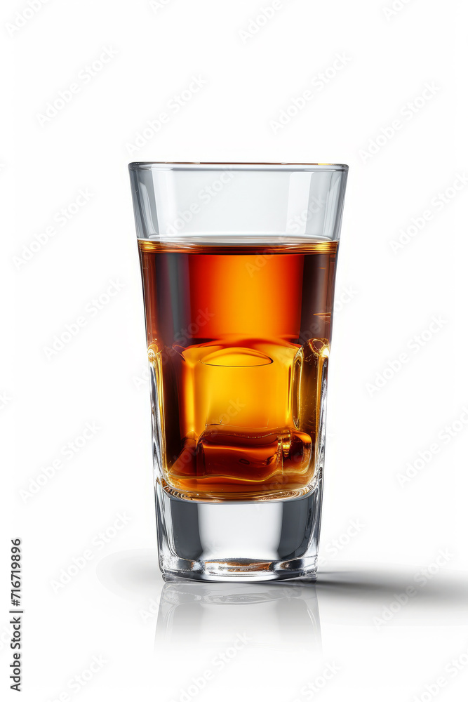 Glass of whiskey. White isolated background, side view. Glass of whiskey. White isolated background, side view.