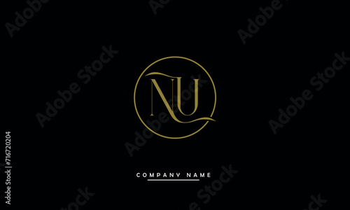 NU, UN, N, U Alphabets Letters Logo Monogram