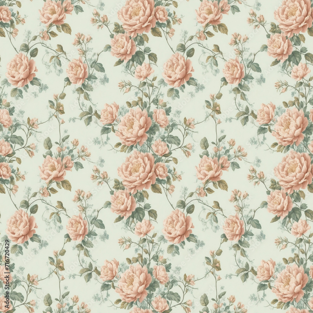 Fototapeta premium Vintage Flower Wallpaper - generative ai, üretken yapay zeka, 