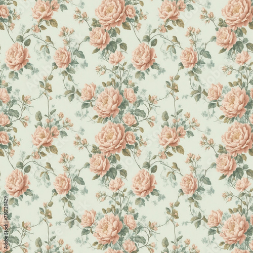 Vintage Flower Wallpaper - generative ai, üretken yapay zeka, 