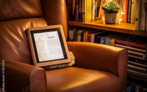 E-book blank screen app for reading e-books in a cozy chair at home