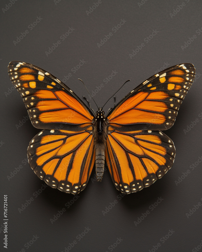 Obraz premium Male Monarch butterfly on black