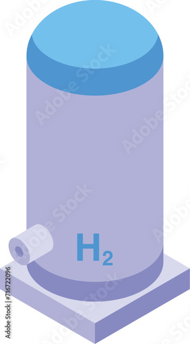 H2 hydrogen icon isometric vector. Station factory. Source biological